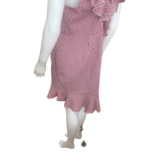 WAYF Dorian Pink Checkered Ruffled Asymmetrical Hem Gingham Mini Dress XXL - Picture 6 of 7